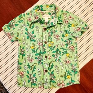 Cat & Jack boys 12m green floral short sleeve button down